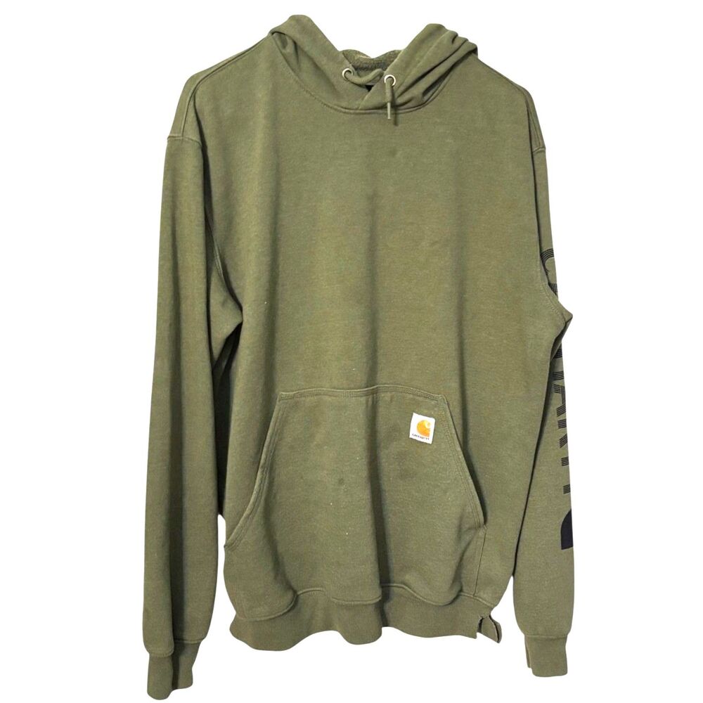 Carhartt Loose Fit Midweight Logo Sleeve Hoodie Olive Green Men's M